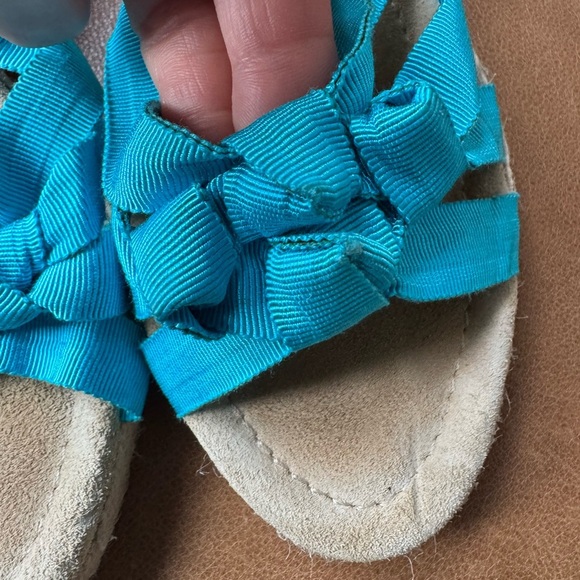 J. Crew Wedge Sandals Blue Ribbon Espadrille Shoes Preppy Resort Style Size 7 - Picture 9 of 9